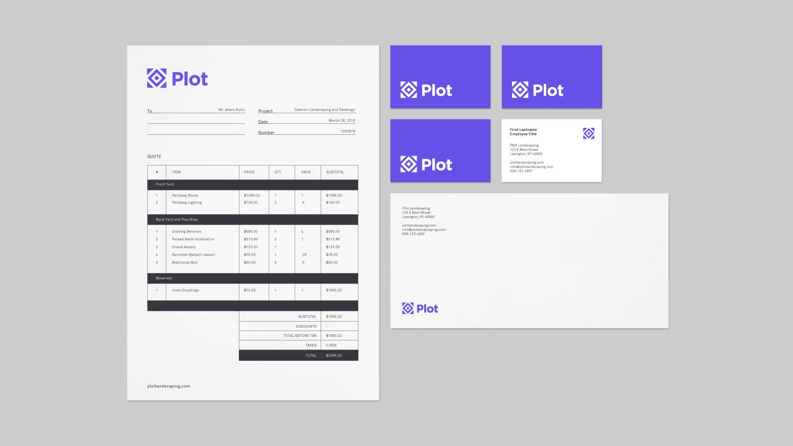 A Brand Identity for Plot Landscaping by Bullhorn Creative
