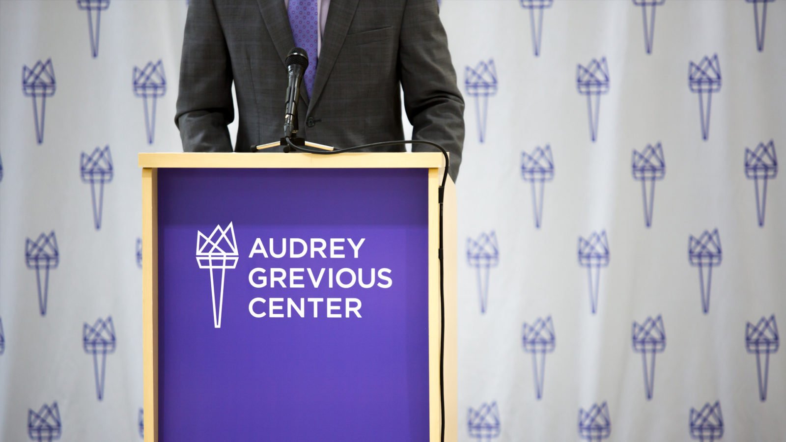 Brand Identity and podium for the Audrey Grevious Center School