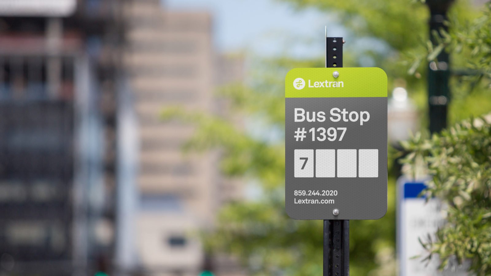 Lextran: Lexington Transportation visual identity bus stop signage design branding