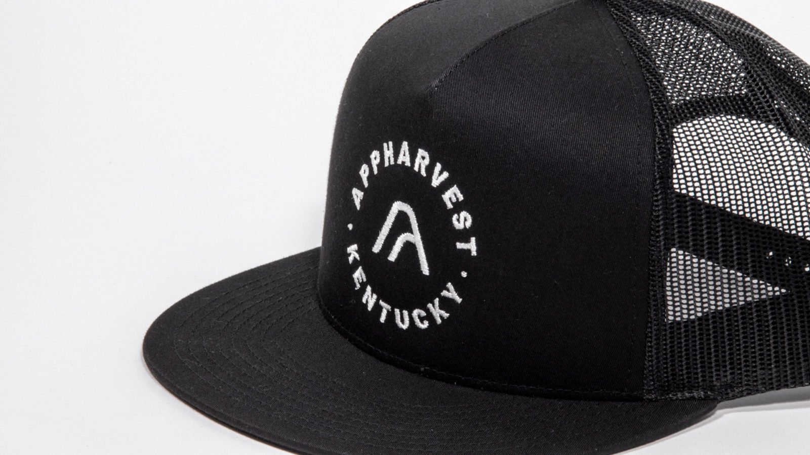 AppHarvest AgTech Greenhouse Branding Trucker Hat Close Up
