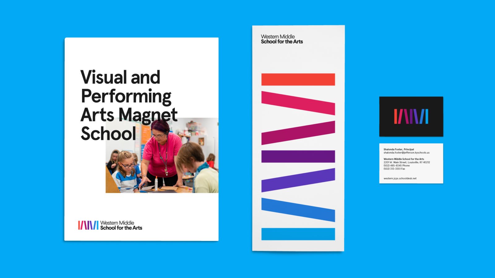 Stationery designs for Western Middle School for the Arts, a Louisville performing arts school