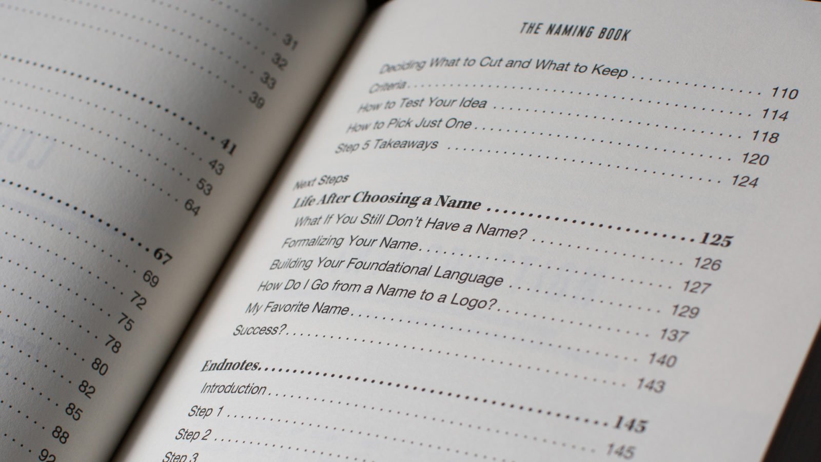 The Naming Book Photography: Table of Contents